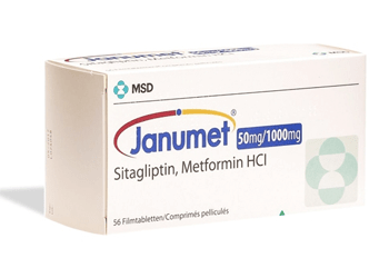 Image of Janumet tablets used for type 2 diabetes control with sitagliptin and metformin, available at LifeRx Pharmacy