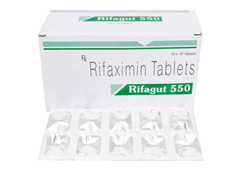 Image of Xifaxan tablets used to treat IBS-D and hepatic encephalopathy infections, sold by LifeRx Pharmacy