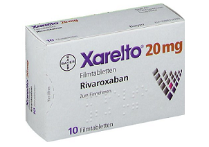 Image of Xarelto tablets used as a blood thinner to prevent blood clots and stroke, available at LifeRx Pharmacy