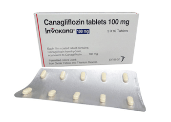 Image of Invokana (Canagliflozin) tablets used to manage type 2 diabetes and control blood sugar, sold near me by LifeRx Pharmacy