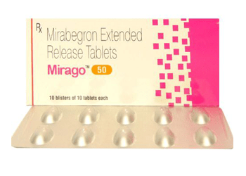 Image of Myrbetriq tablets used to treat overactive bladder and urinary incontinence, sold by LifeRx Pharmacy