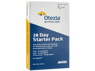 Image of Otezla (Apremilast) tablets used to treat psoriasis and psoriatic arthritis, sold near me by LifeRx Pharmacy