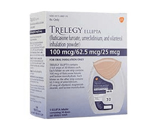 Image of Trelegy Ellipta inhaler used for COPD and asthma maintenance therapy, available near me at LifeRx Pharmacy